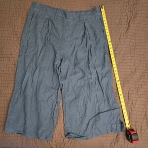 Athleta Teal Wide-Leg Linen Pants